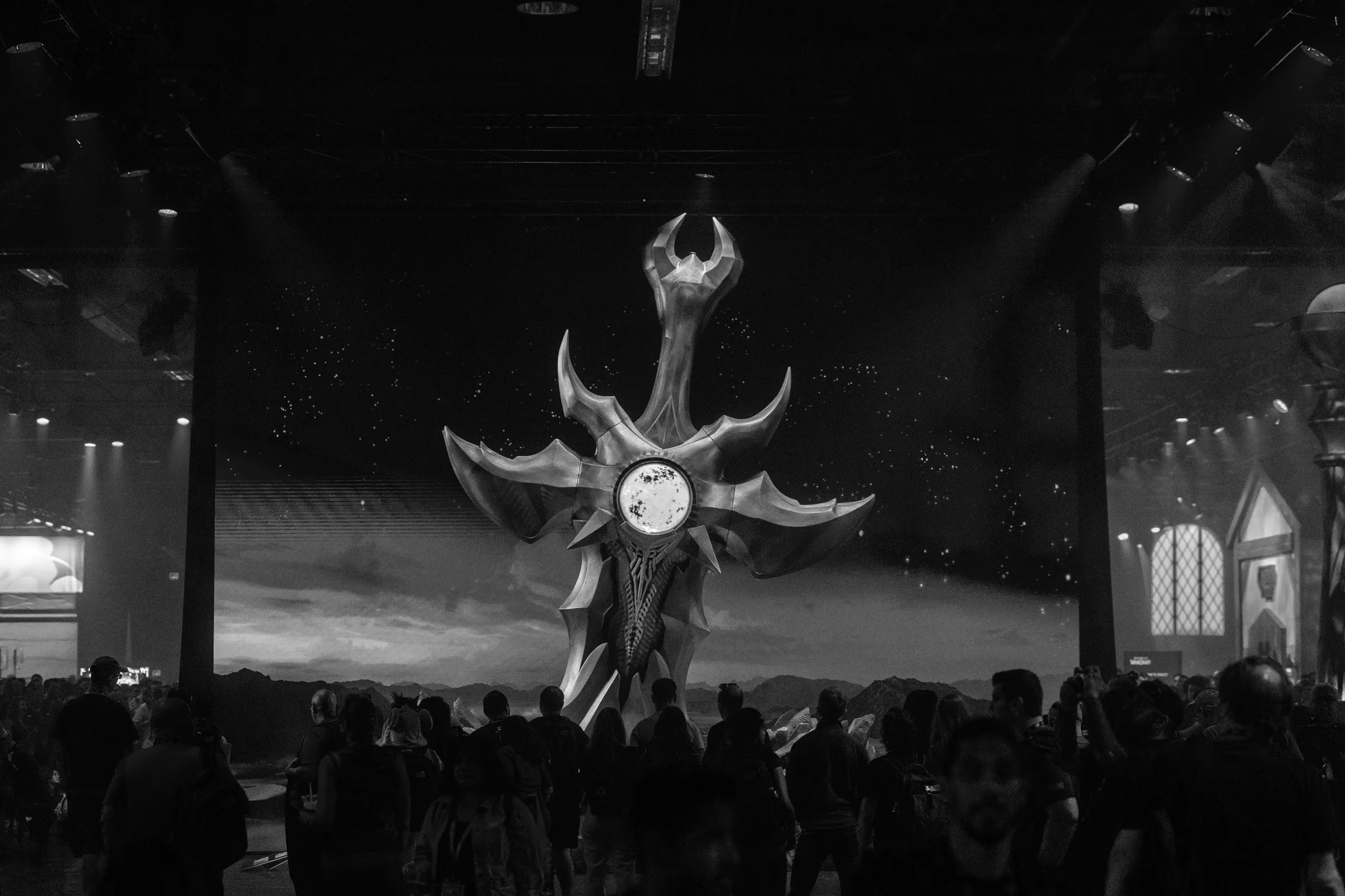 The Diablo soul-relic sculpture towering over the crowd