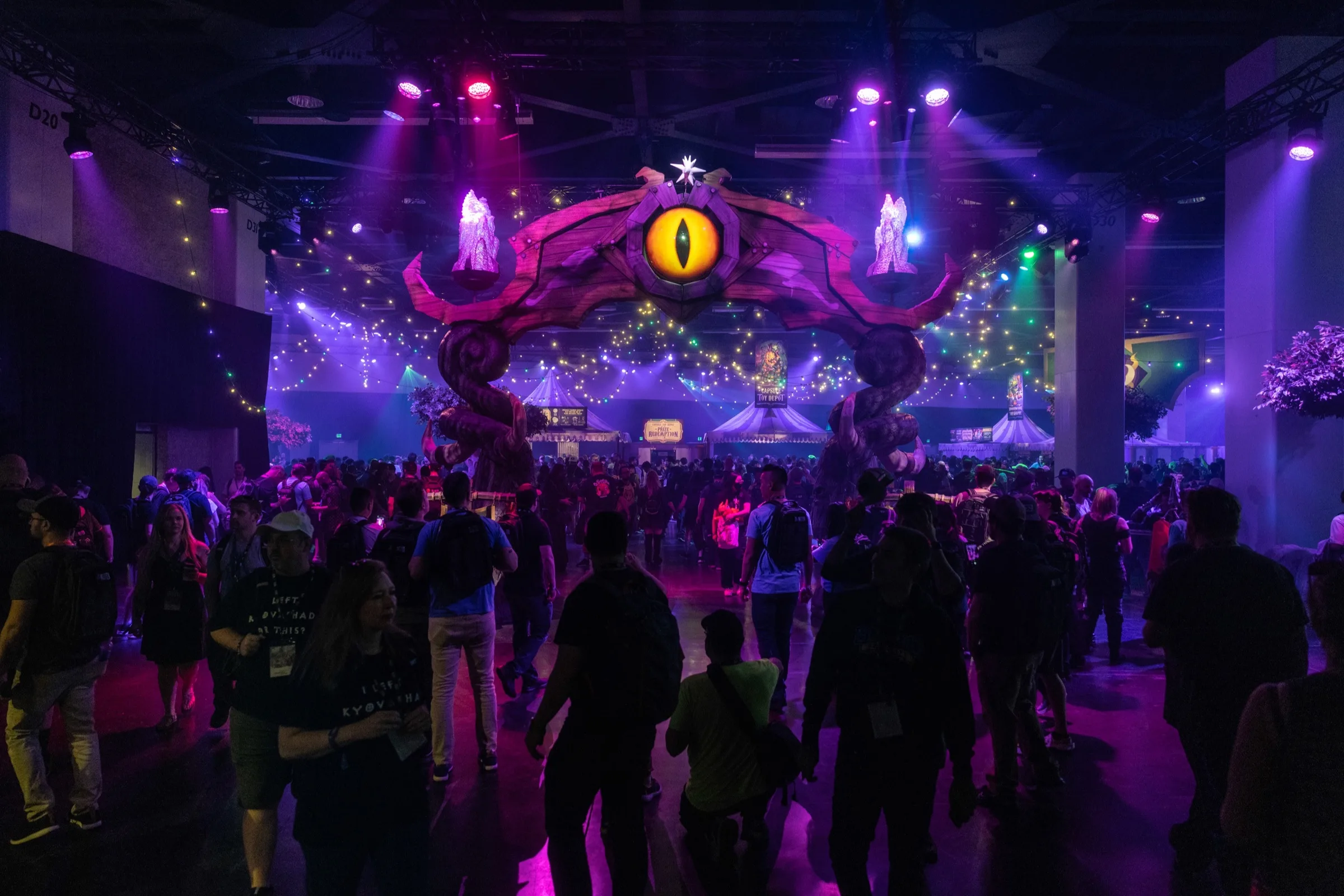 The Hearthstone tavern entrance arch, scenic set piece with practical lighting