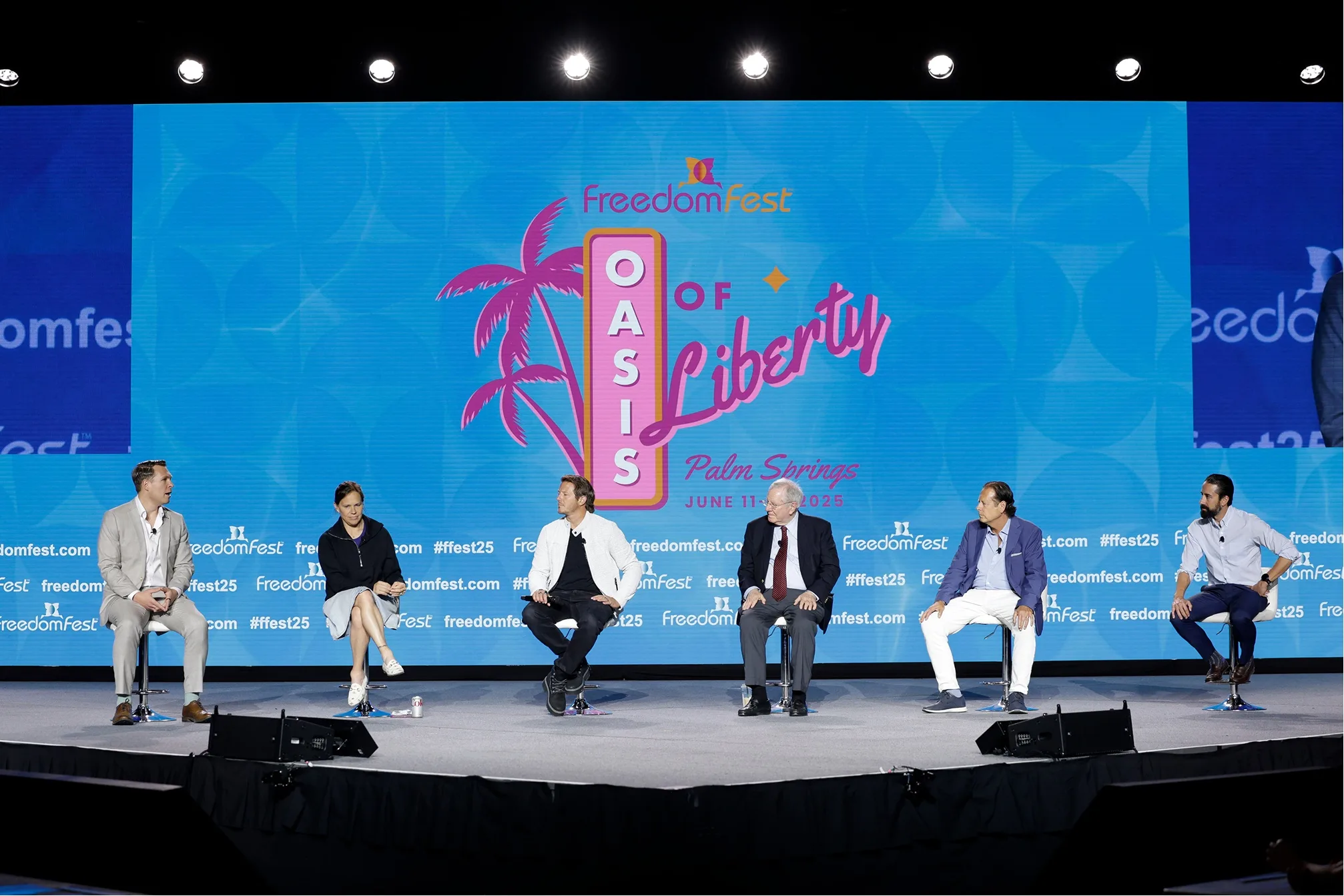 The Oasis of Liberty identity across the main-stage LED wall