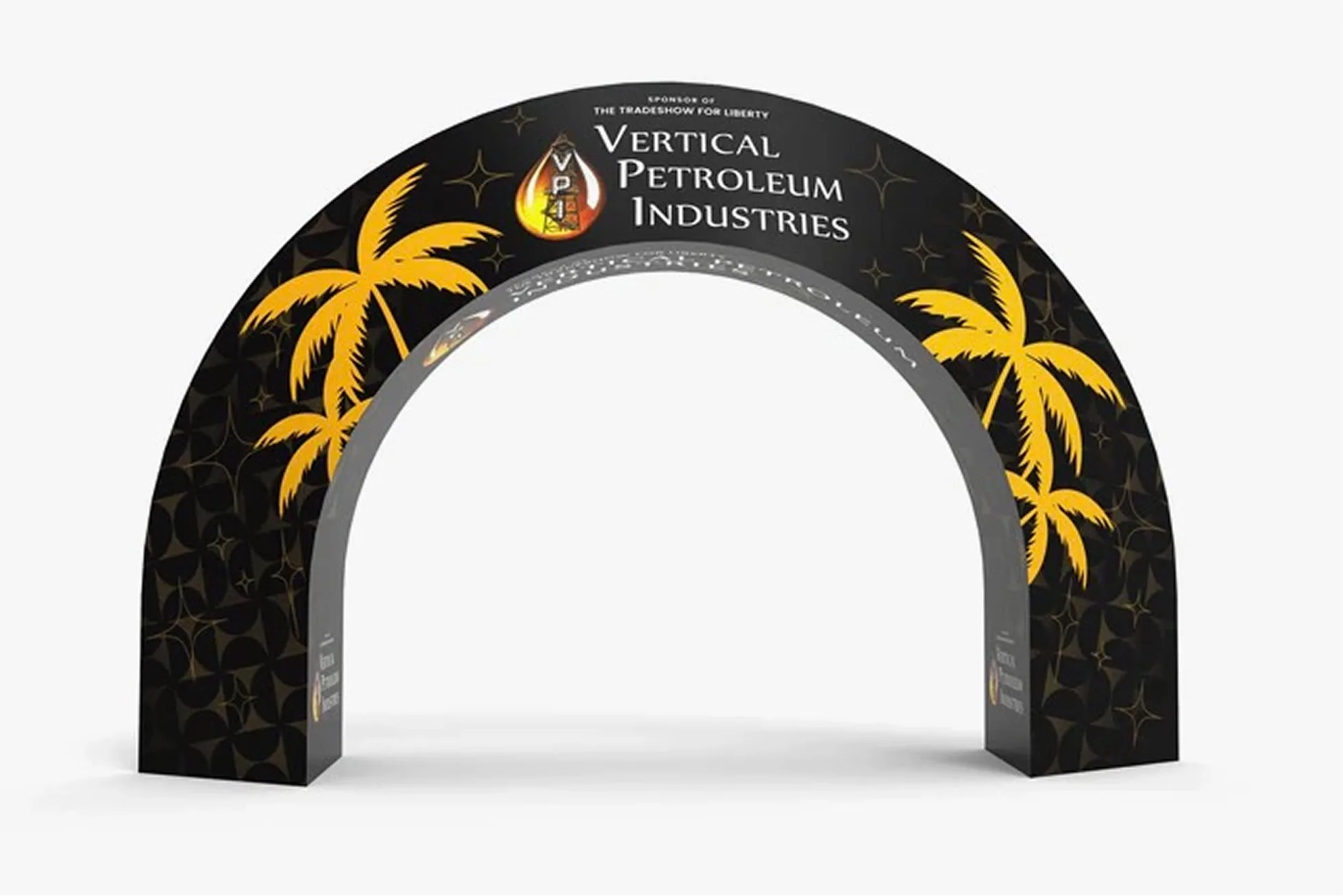 Production render of a sponsor entrance arch deliverable