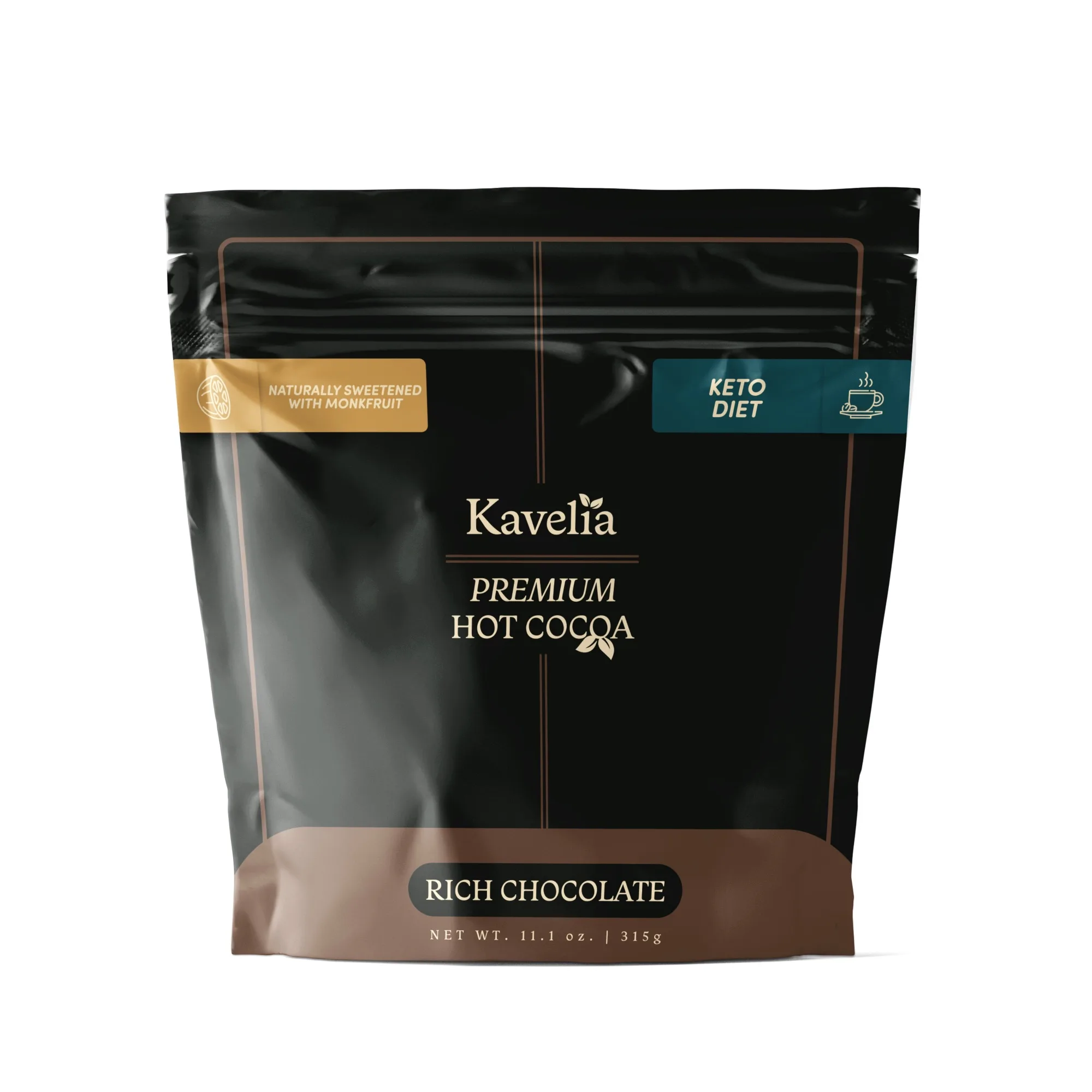 The system extended to the hot cocoa line: Rich Chocolate pouch