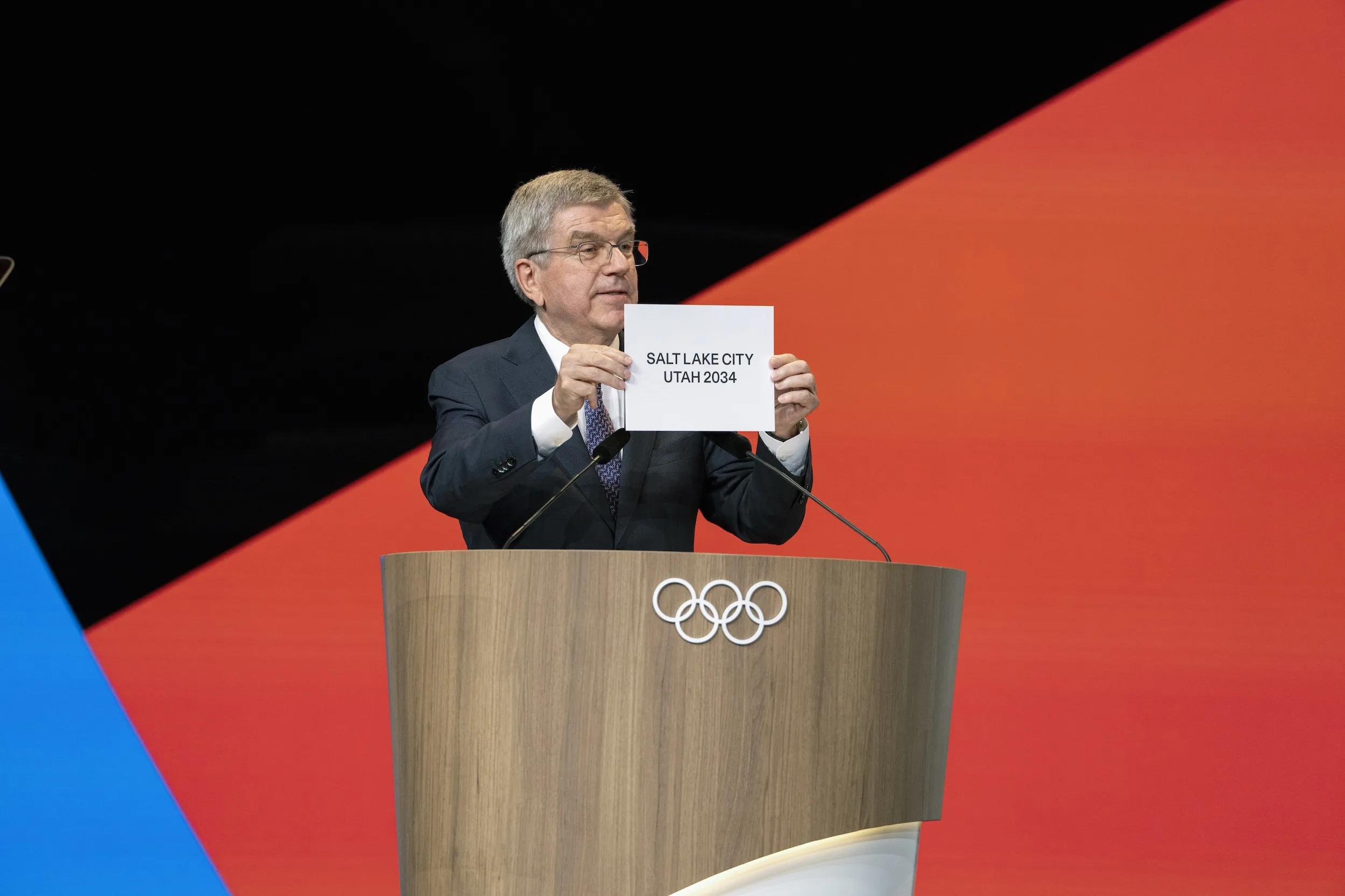 IOC president reveals the Salt Lake City Utah 2034 card